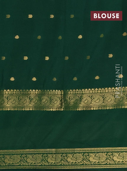Semi mysore silk saree green with allover zari woven buttas and rettapet zari woven border