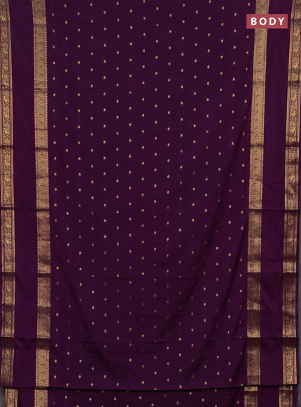 Semi mysore silk saree wine shade with allover zari woven buttas and rettapet zari woven border