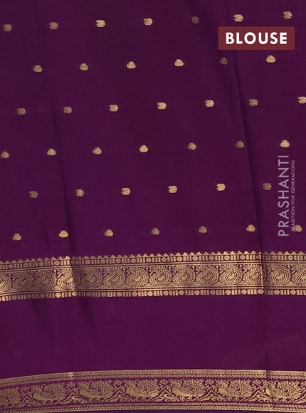 Semi mysore silk saree wine shade with allover zari woven buttas and rettapet zari woven border
