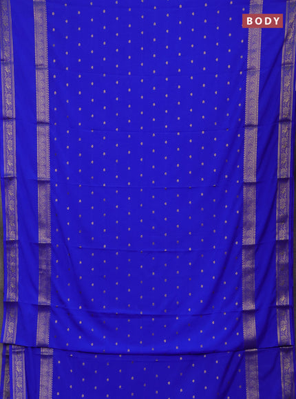 Semi mysore silk saree royal blue with allover zari woven buttas and rettapet zari woven border