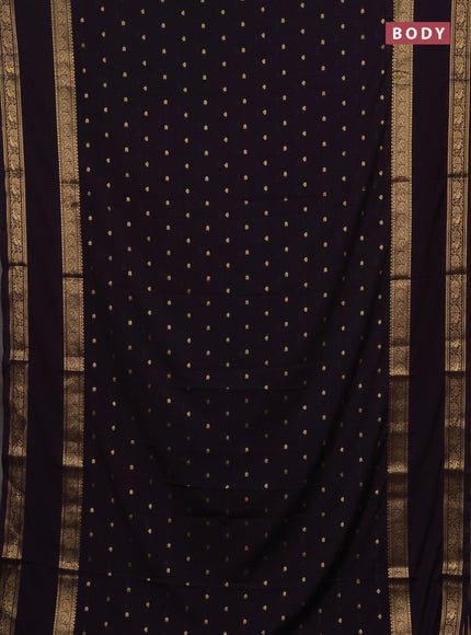 Semi mysore silk saree deep jamun with allover zari woven buttas and rettapet zari woven border