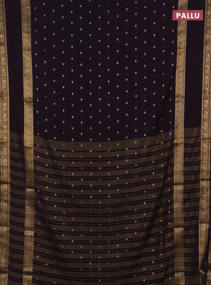 Semi mysore silk saree deep jamun with allover zari woven buttas and rettapet zari woven border