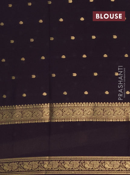Semi mysore silk saree deep jamun with allover zari woven buttas and rettapet zari woven border