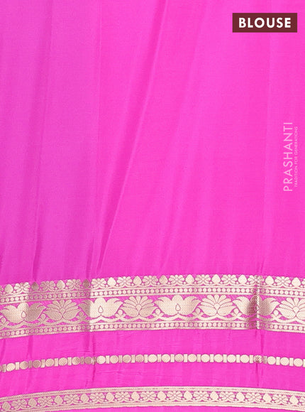 Semi mysore silk saree deep wine and pink with plain body and zari woven border