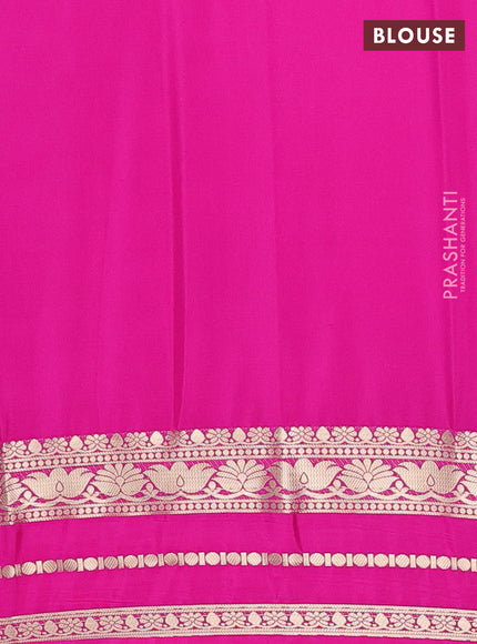 Semi mysore silk saree navy blue and pink with plain body and zari woven border