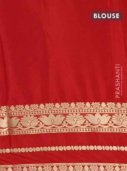 Semi mysore silk saree green and red with plain body and zari woven border