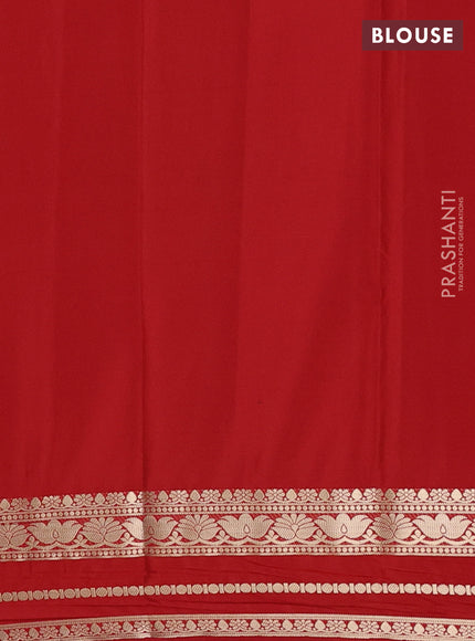 Semi mysore silk saree rustic orange and red with plain body and zari woven border