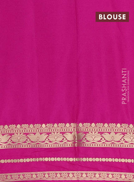 Semi mysore silk saree deep violet and pinkn with plain body and zari woven border
