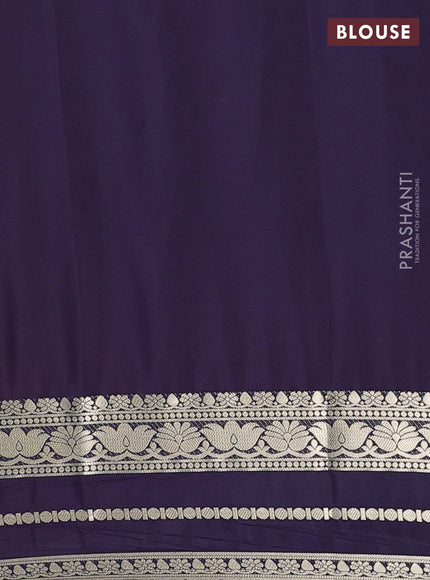 Semi mysore silk saree pink and navy blue with plain body and zari woven border