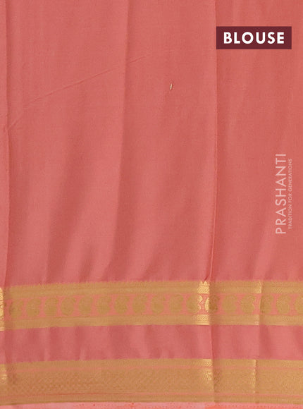 Semi mysore silk saree wine shade and peach shade with plain body and rettapet zari woven border