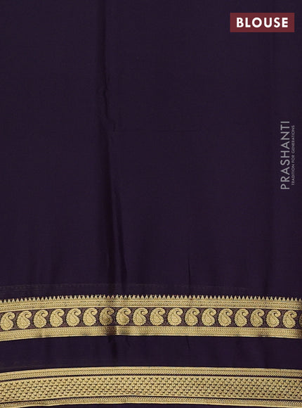 Semi mysore silk saree pink and deep purple with plain body and rettapet zari woven border
