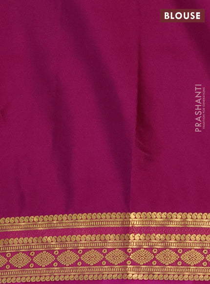 Semi mysore silk saree deep violet and magenta pink with plain body and zari woven border