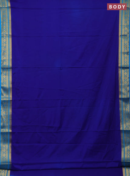 Semi mysore silk saree royal blue and cs blue with plain body and zari woven border