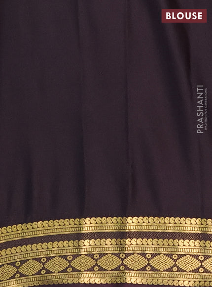 Semi mysore silk saree maroon and coffee brown with plain body and zari woven border