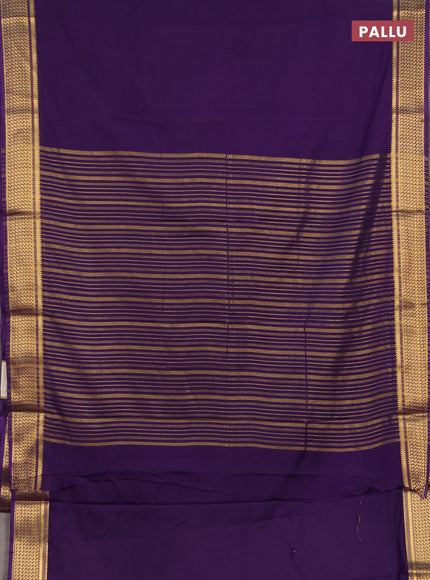 Semi mysore silk saree purple with plain body and temple design zari woven border