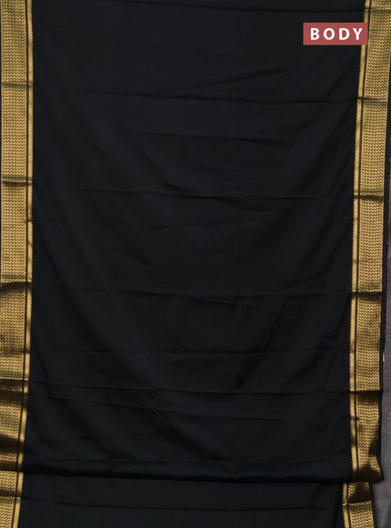 Semi mysore silk saree dark bottle green with plain body and temple design zari woven border
