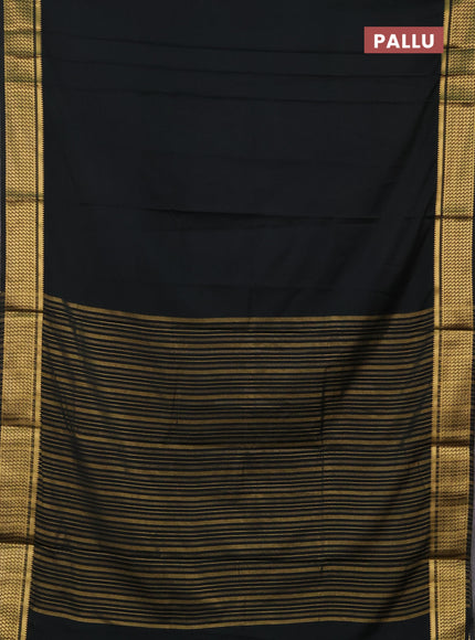 Semi mysore silk saree dark bottle green with plain body and temple design zari woven border