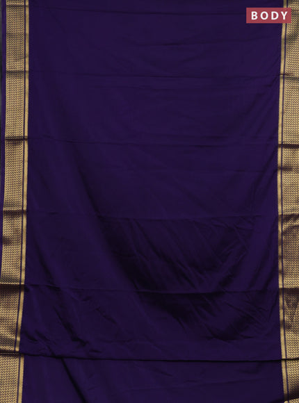 Semi mysore silk saree purple with plain body and temple design zari woven border