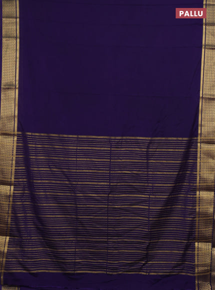 Semi mysore silk saree purple with plain body and temple design zari woven border
