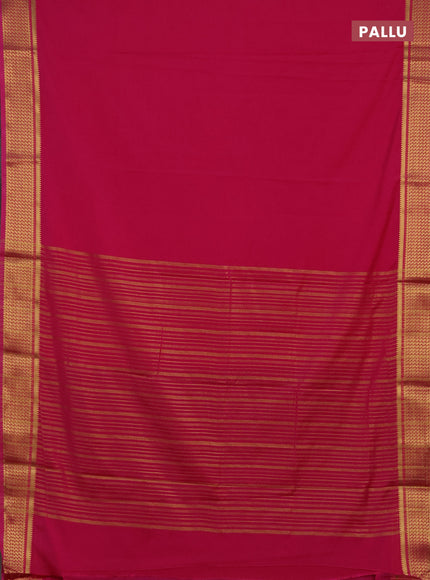 Semi mysore silk saree pink with plain body and temple design zari woven border