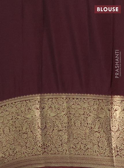 Semi mysore silk saree coffee brown with plain body and long zari woven border