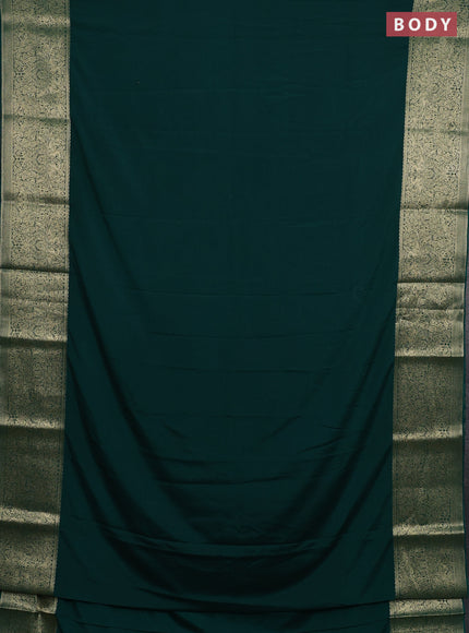 Semi mysore silk saree bottle green with plain body and long zari woven border