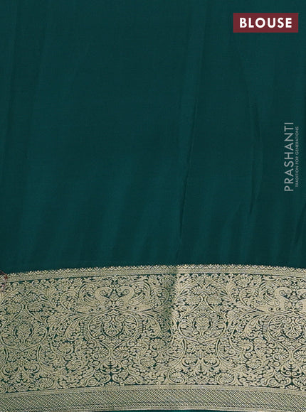 Semi mysore silk saree bottle green with plain body and long zari woven border