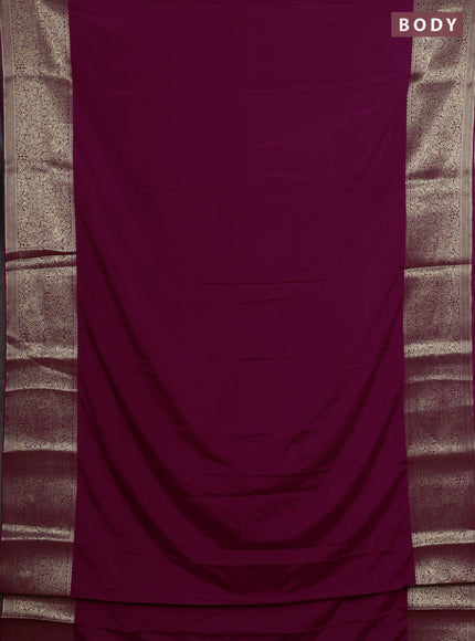 Semi mysore silk saree dark magenta pink with plain body and long zari woven border
