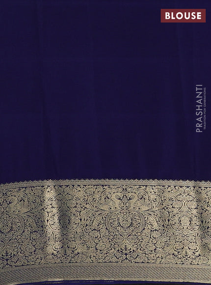 Semi mysore silk saree navy blue with plain body and long zari woven border