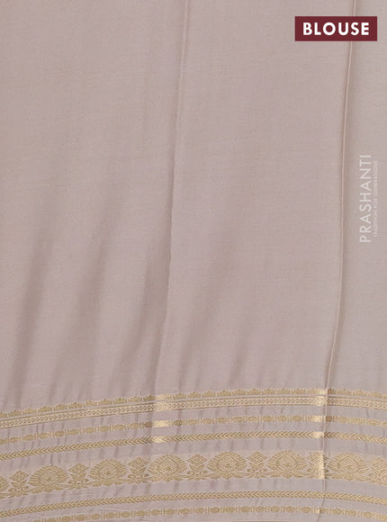 Semi mysore silk saree red and beige with plain body and zari woven border