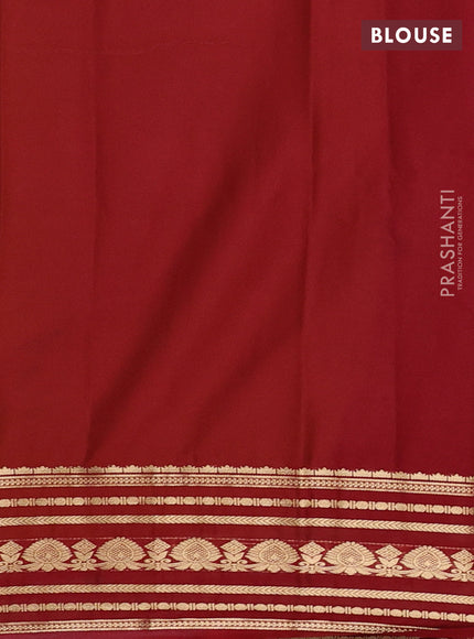 Semi mysore silk saree mustard yellow and maroon with plain body and zari woven border