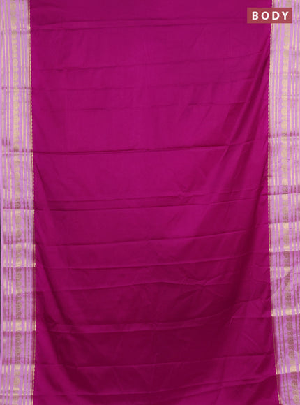Semi mysore silk saree magenta pink and light pink with plain body and zari woven border