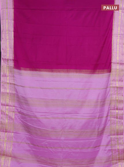 Semi mysore silk saree magenta pink and light pink with plain body and zari woven border