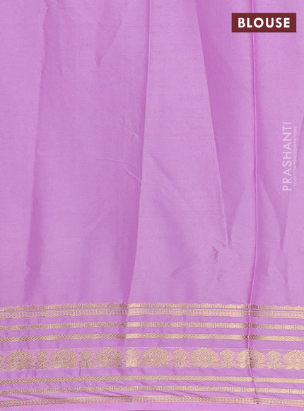 Semi mysore silk saree magenta pink and light pink with plain body and zari woven border
