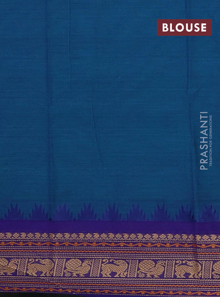 Chettinad cotton saree teal green and blue with thread woven buttas and thread woven border
