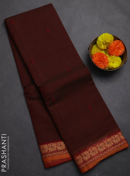 Chettinad cotton saree deep maroon and maroon with thread woven buttas and thread woven border
