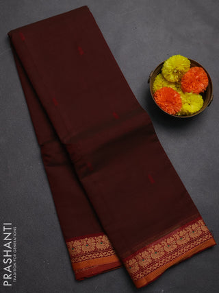 Chettinad cotton saree deep maroon and maroon with thread woven buttas and thread woven border