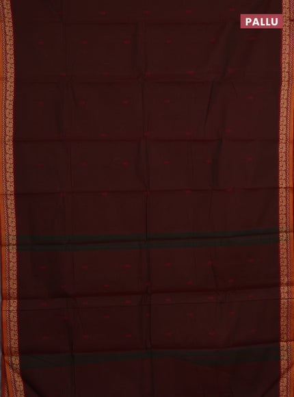 Chettinad cotton saree deep maroon and maroon with thread woven buttas and thread woven border