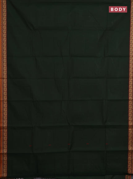 Chettinad cotton saree olive green and maroon with thread woven buttas and thread wiven border