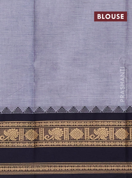 Chettinad cotton saree grey and navy blue with thread woven buttas and rettapet thread woven border