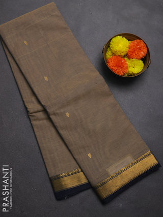 Chettinad cotton saree chikkku shade and black with zari woven buttas and small zari woven border