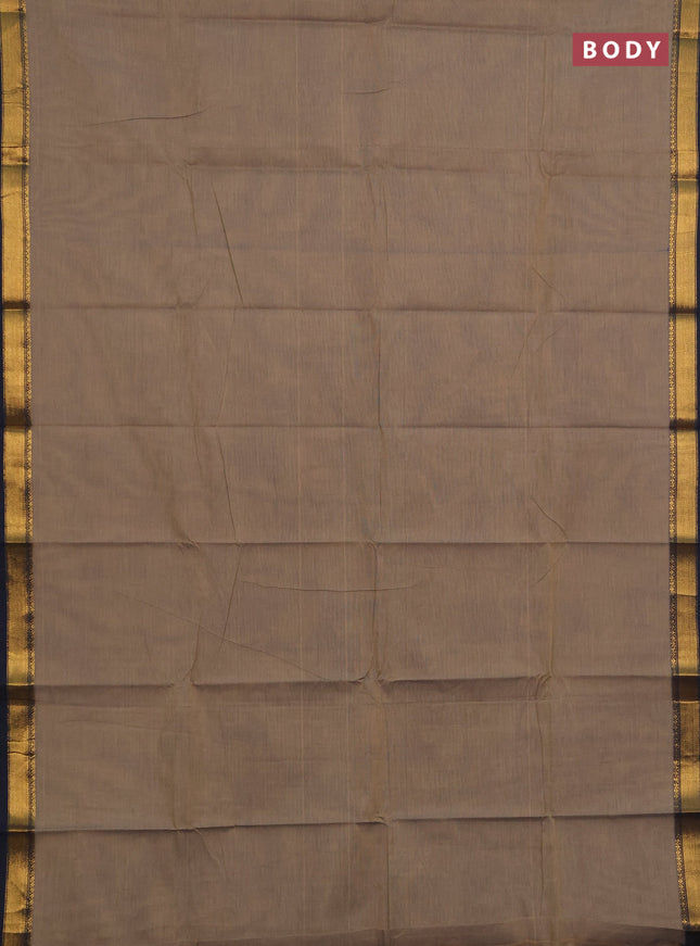 Chettinad cotton saree chikkku shade and black with zari woven buttas and small zari woven border