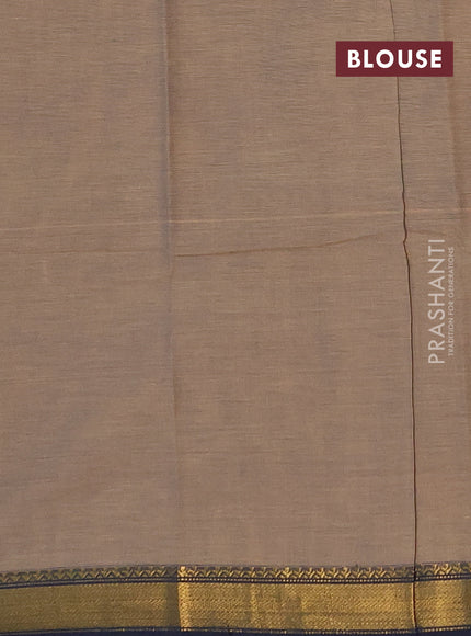 Chettinad cotton saree chikkku shade and black with zari woven buttas and small zari woven border