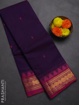Chettinad cotton saree violet and pink with thread woven buttas and zari woven border