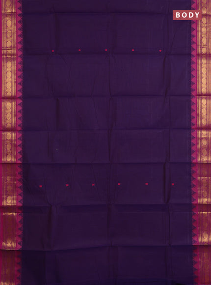 Chettinad cotton saree violet and pink with thread woven buttas and zari woven border