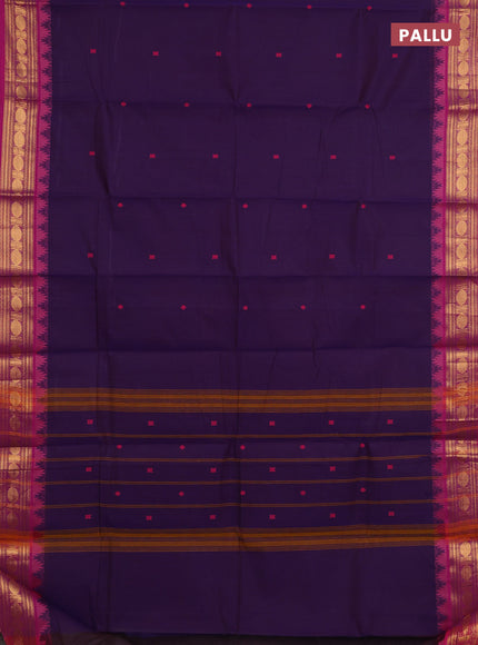 Chettinad cotton saree violet and pink with thread woven buttas and zari woven border