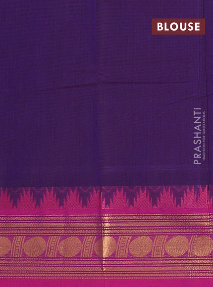 Chettinad cotton saree violet and pink with thread woven buttas and zari woven border