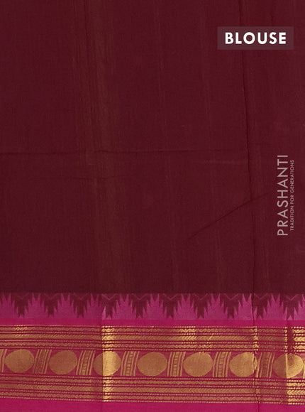 Chettinad cotton saree deep wine shade and pink with thread woven buttas and zari woven border
