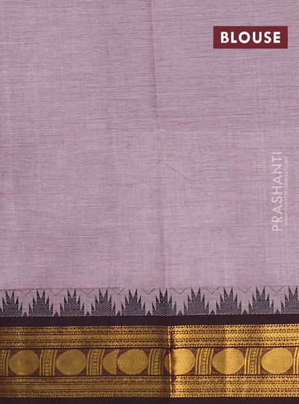 Chettinad cotton saree grey and coffee brown with thread woven buttas and zari woven border