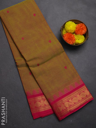 Chettinad cotton saree dual shade of greenish pink and pink with thread woven buttas and zari woven border